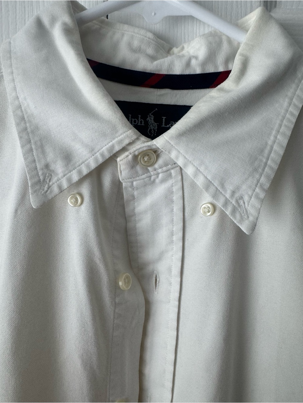 Polo Ralph Lauren White Button Down Shirt M Cotton Multicolor Pony Quiet Luxury